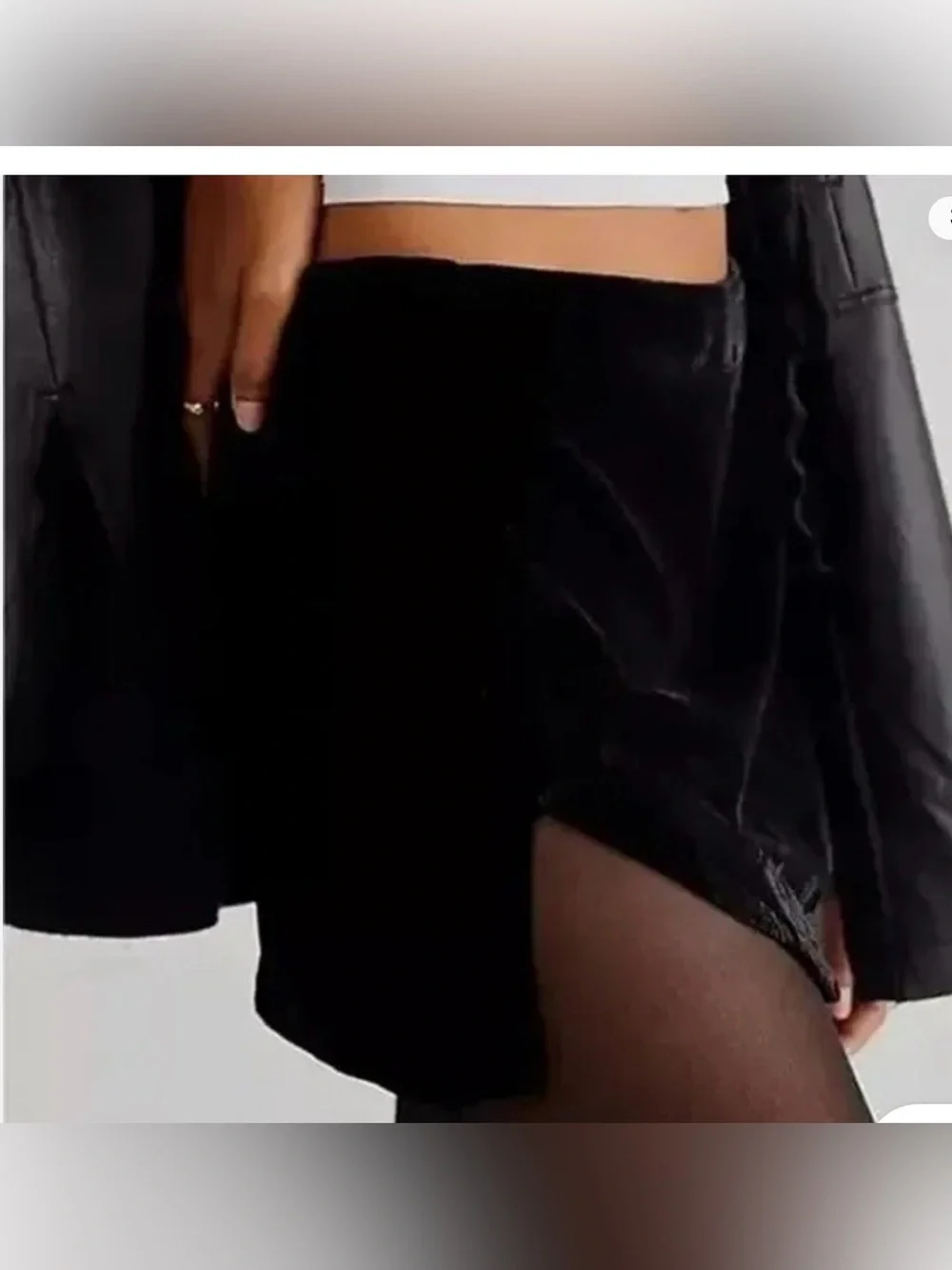 Free People Black Velvet Mini Skirt 10 NWOT